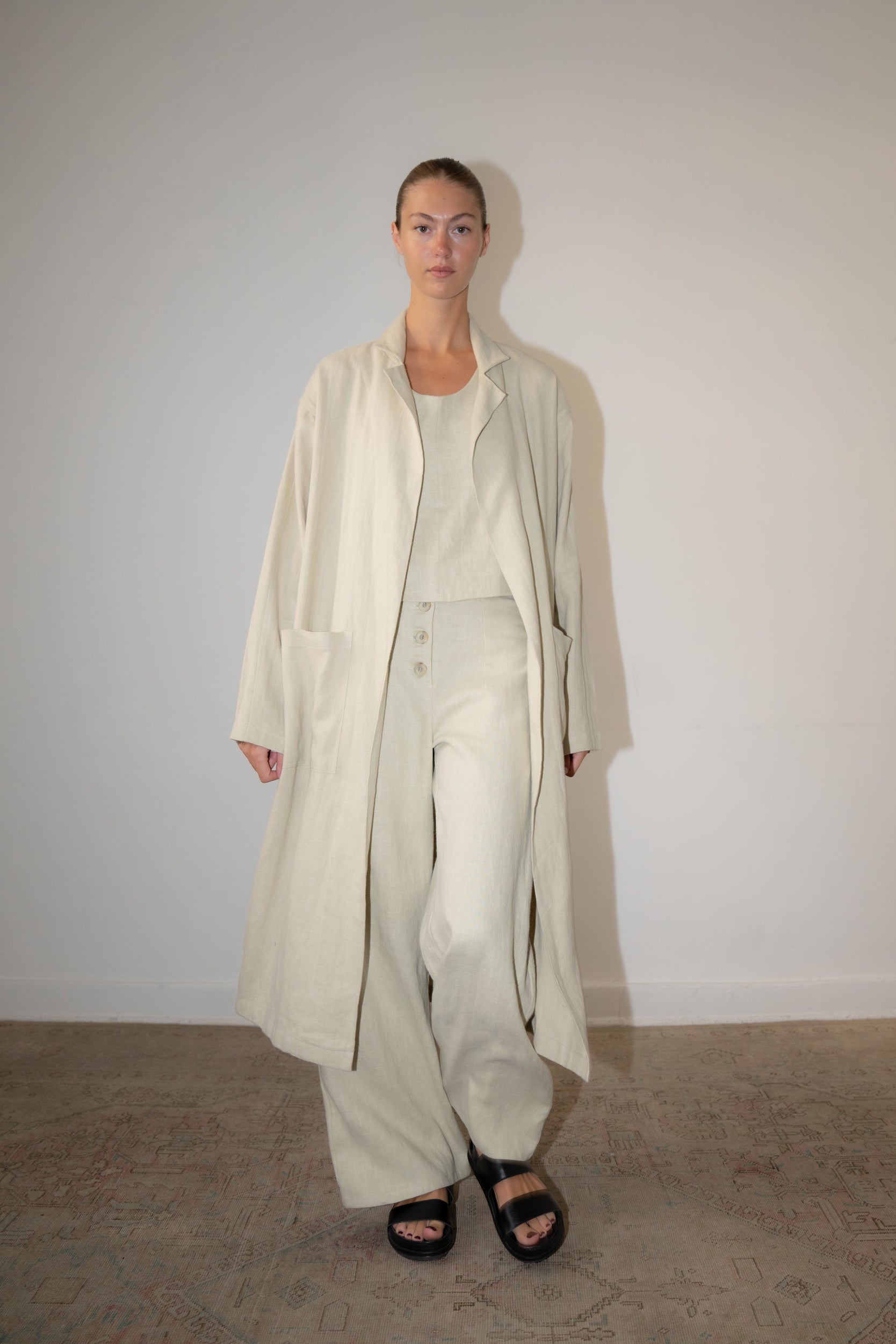 【RIIJA】coating linen maxi coat LEYON Coat