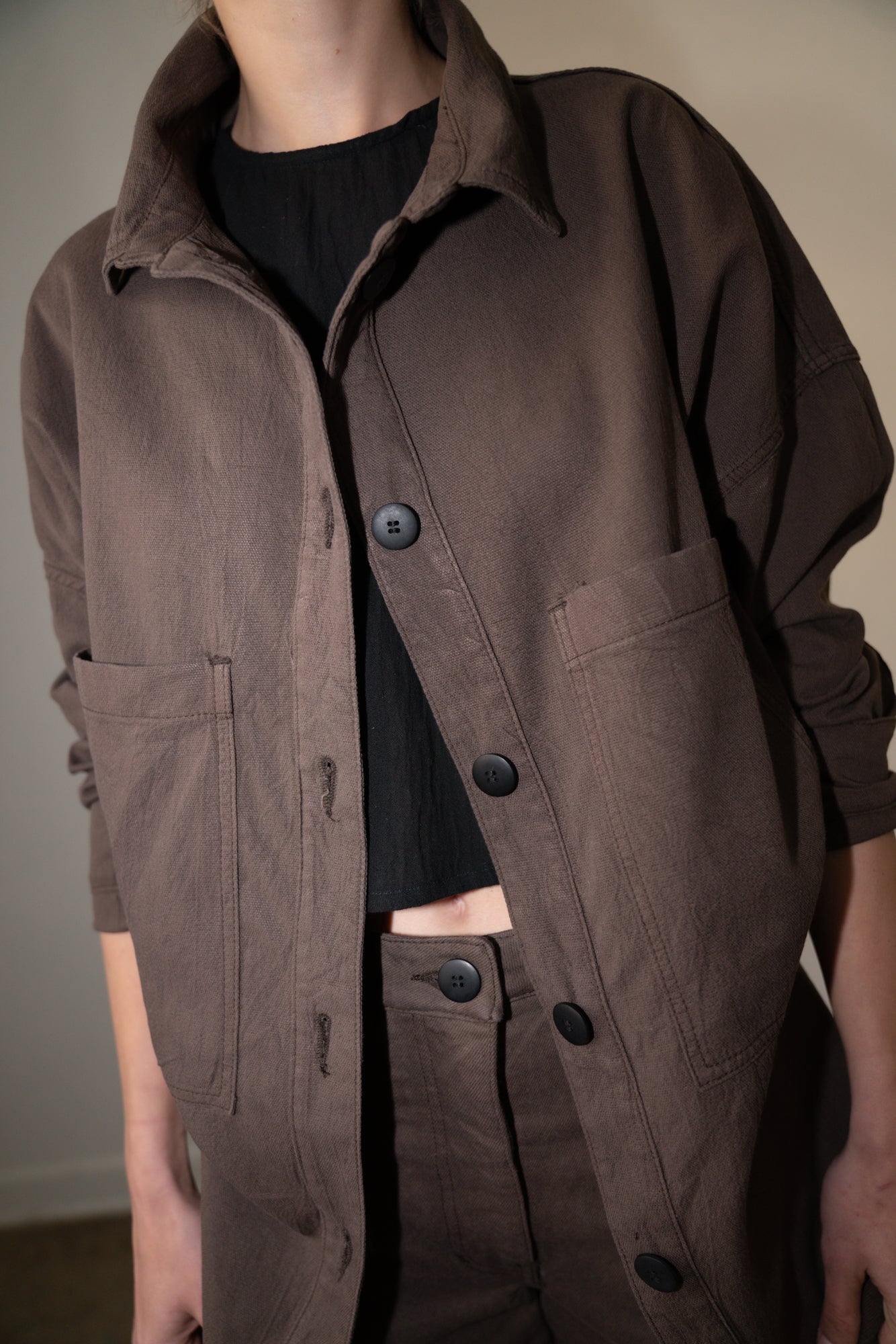 【SATIIIZ】Die Two Pocket Nylon Shirt Jacket Stoffa Double-Breasted Shirt Jacket | Liberty